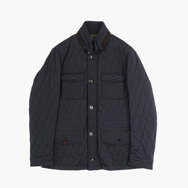 Moorer Blue Quilted Jacket with Pockets