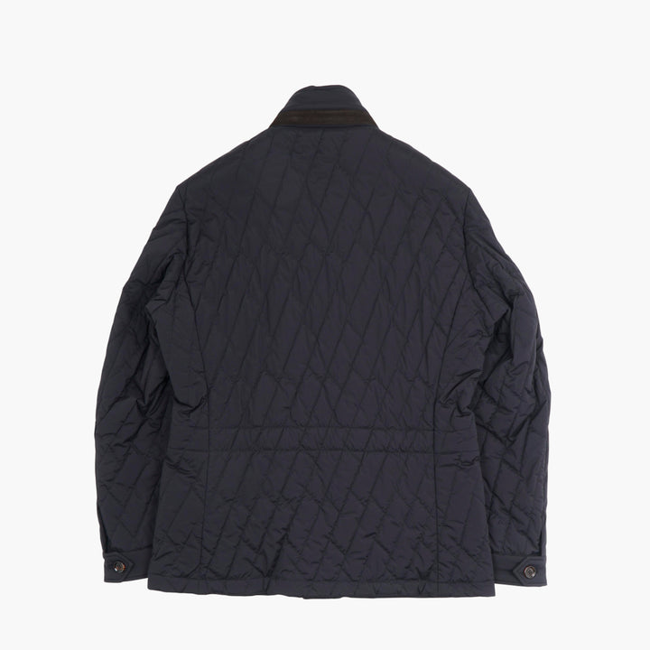 Moorer Blue Quilted Jacket with Pockets