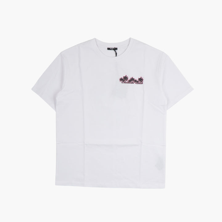 Balmain White Multi Palm Tree T-Shirt