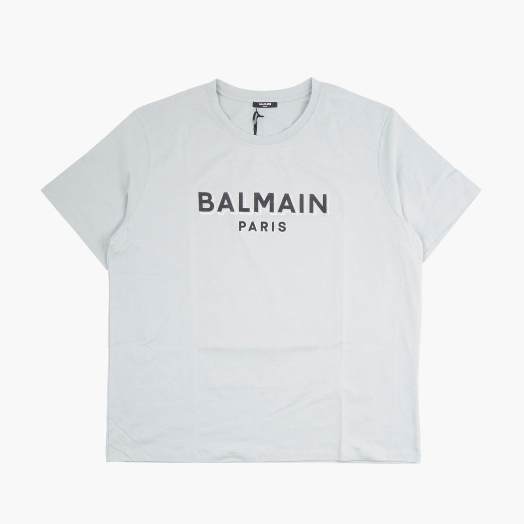 T-shirt con logo Balmain grigio-argento