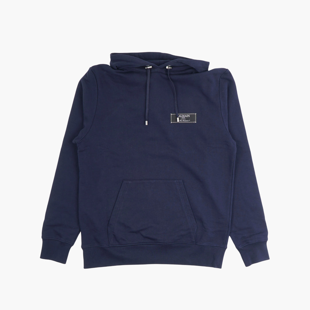 Balmain Navy Blue Hoodie with Logo