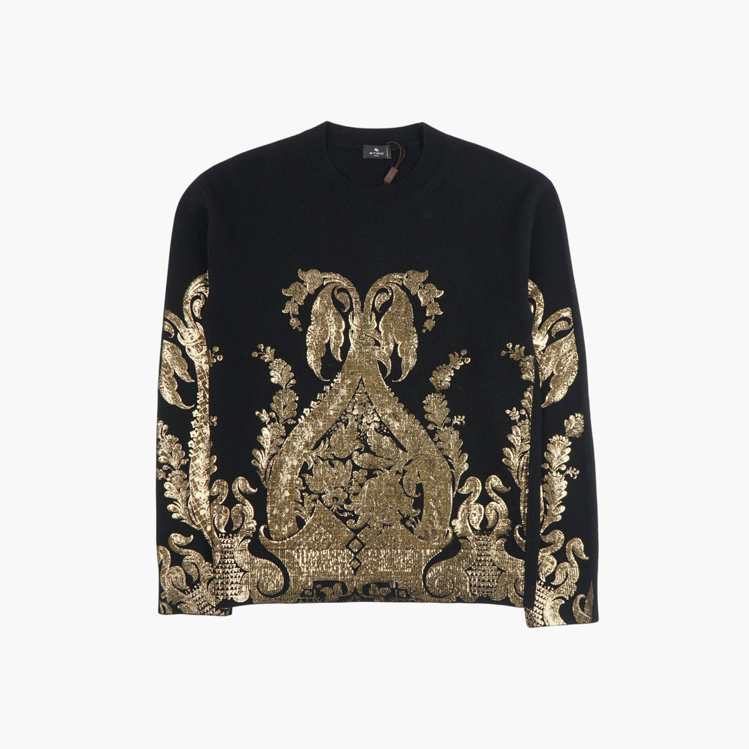 ETRO Black-Gold Printed Sweater