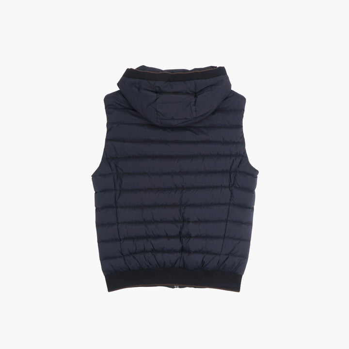 Moorer Men's Blue Hooded Quilted Vest