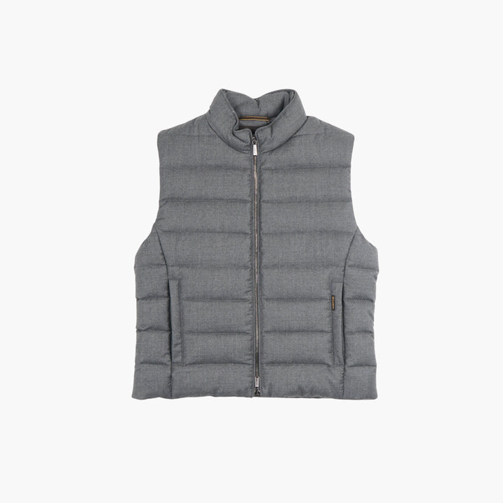 Moorer Grey Quilted Wool Vest