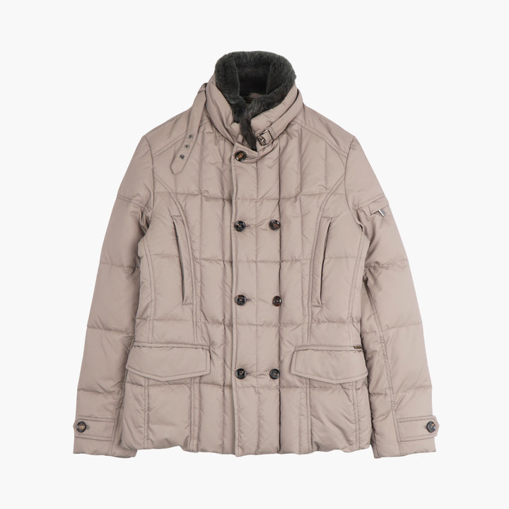 Moorer Beige Quilted Double-Breasted Jacket