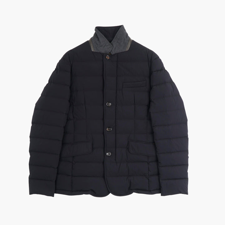 Moorer Black Quilted Jacket with Contrast Collar