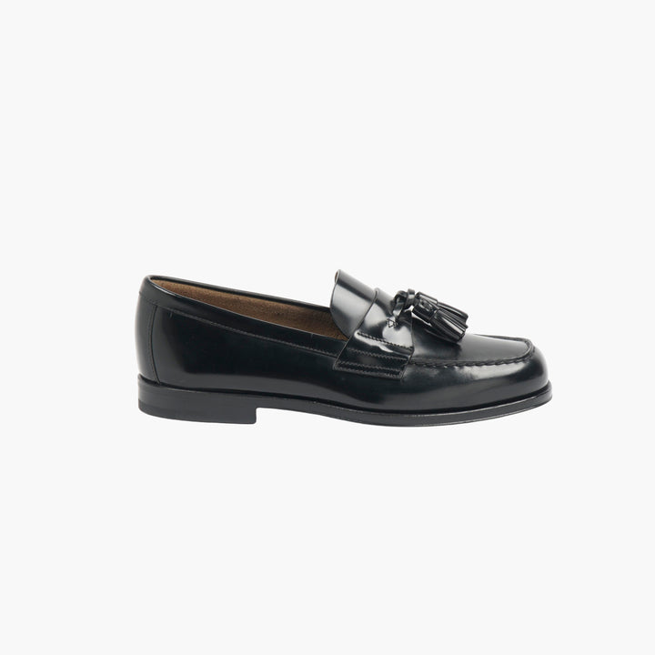 Prada Nero Tasseled Leather Loafers