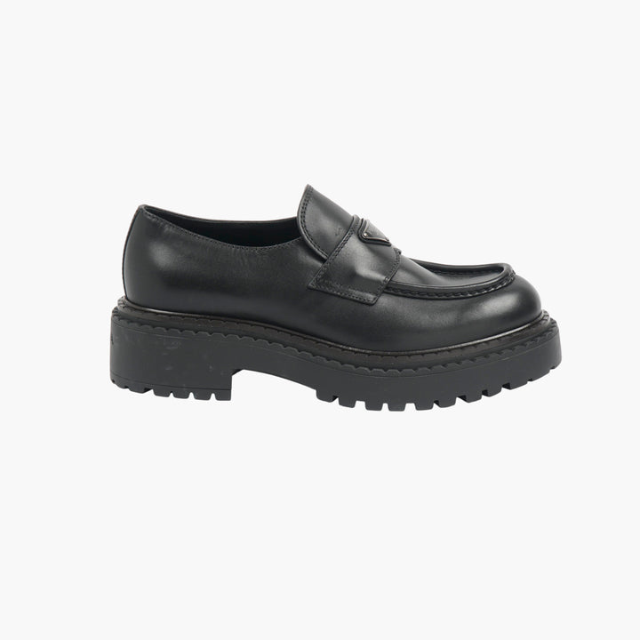 Prada Black Leather Chunky Sole Loafers