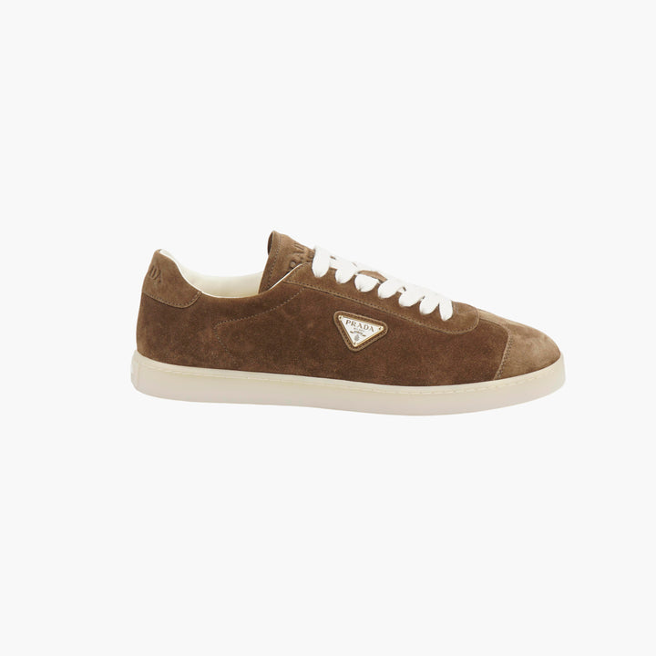 Prada Brown-Gold Suede Sneakers