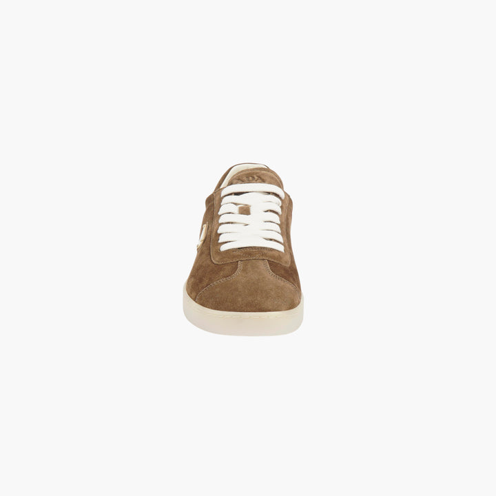 Prada Brown-Gold Suede Sneakers