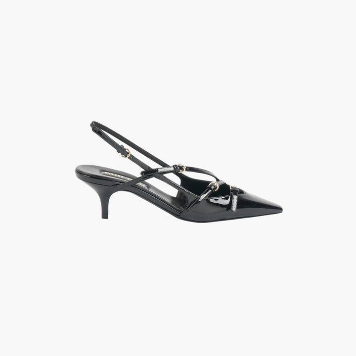 MIU MIU Black Patent Leather Slingback Heels