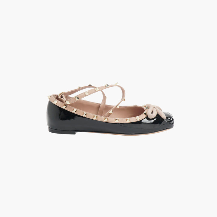 VALENTINO Black Patent Ballet Flats