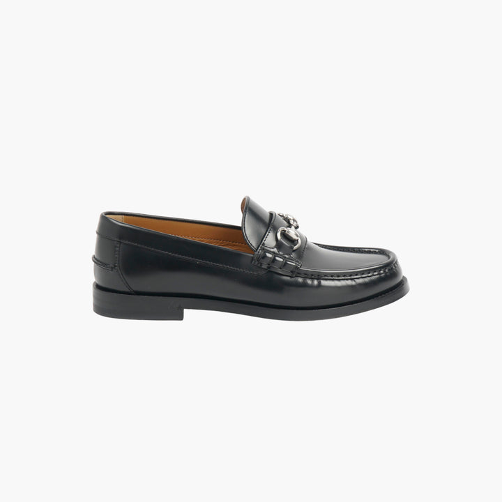 GUCCI Black Leather Horsebit Loafers