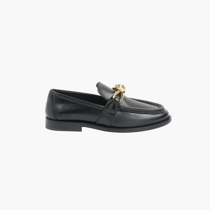 Bottega Veneta Black-Gold Leather Loafers