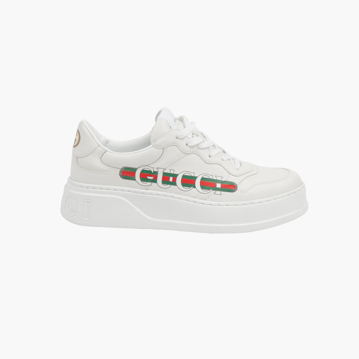 GUCCI White-Multi Leather Platform Sneakers