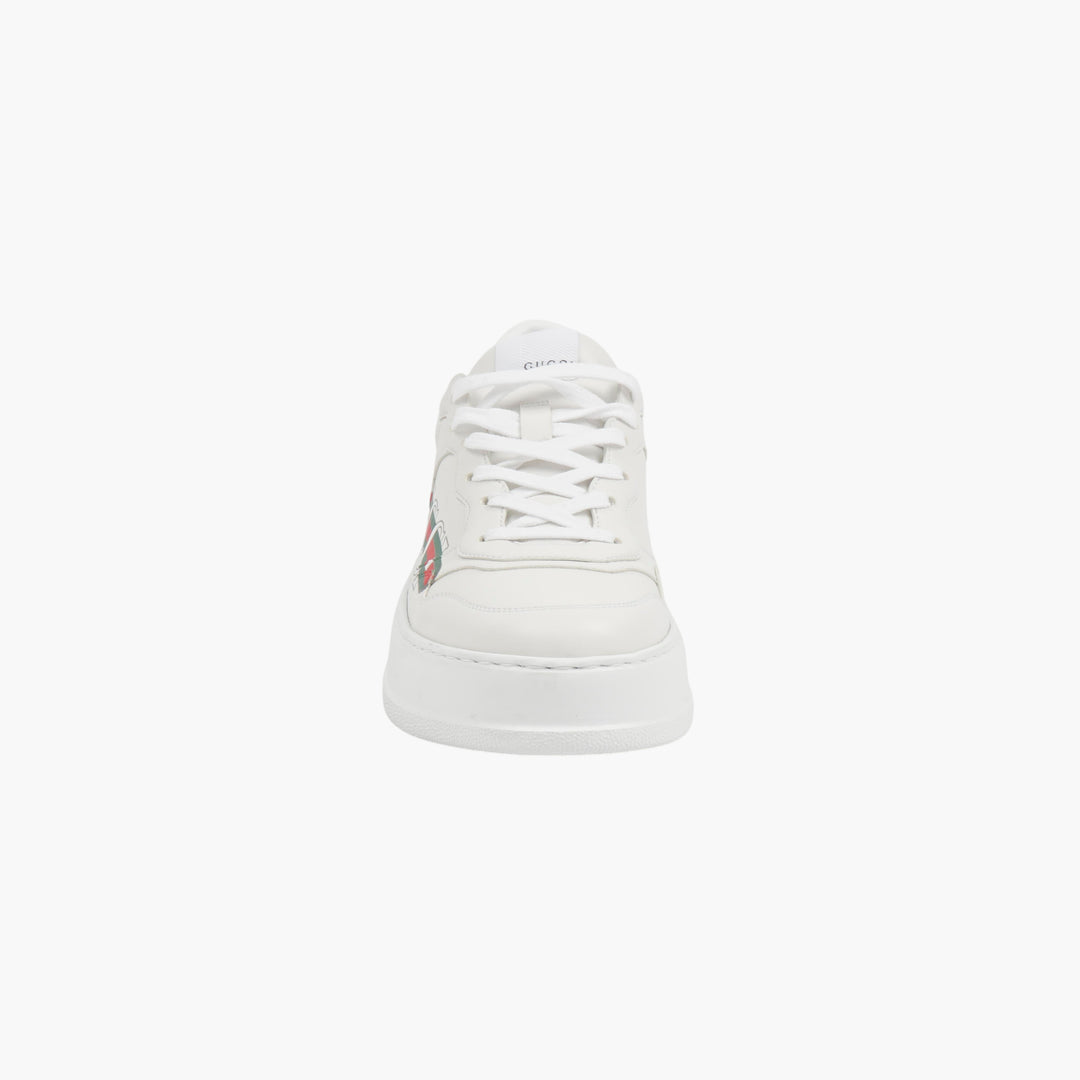 GUCCI White-Multi Leather Platform Sneakers