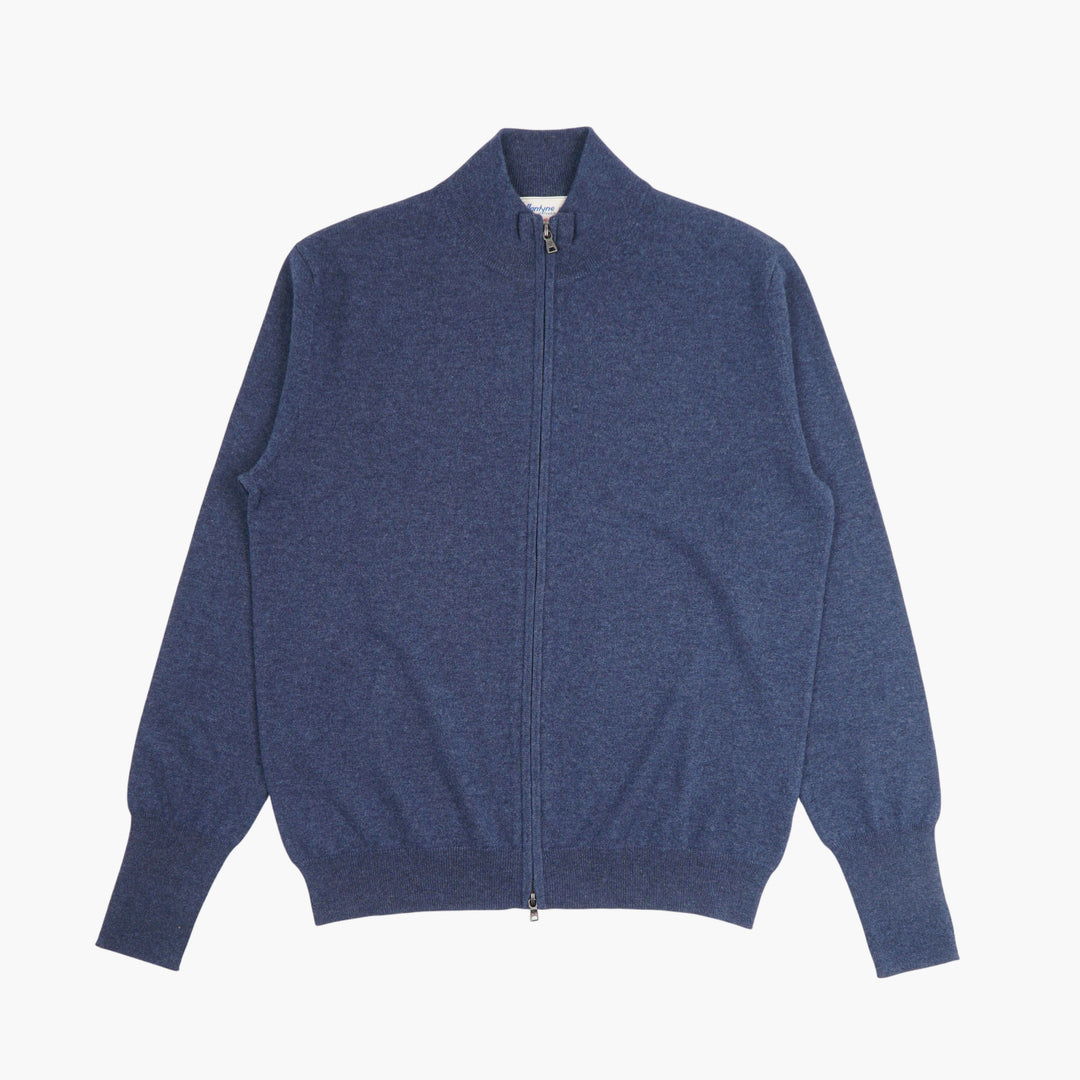 Ballantyne Blue Full-Zip Knit Sweater