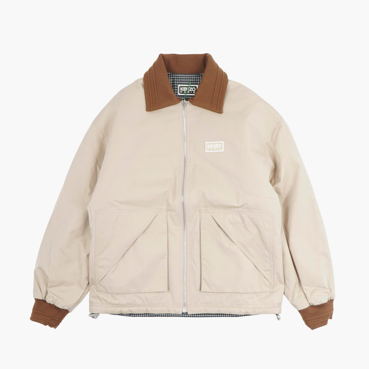 KENZO Beige Jacket with Brown Collar