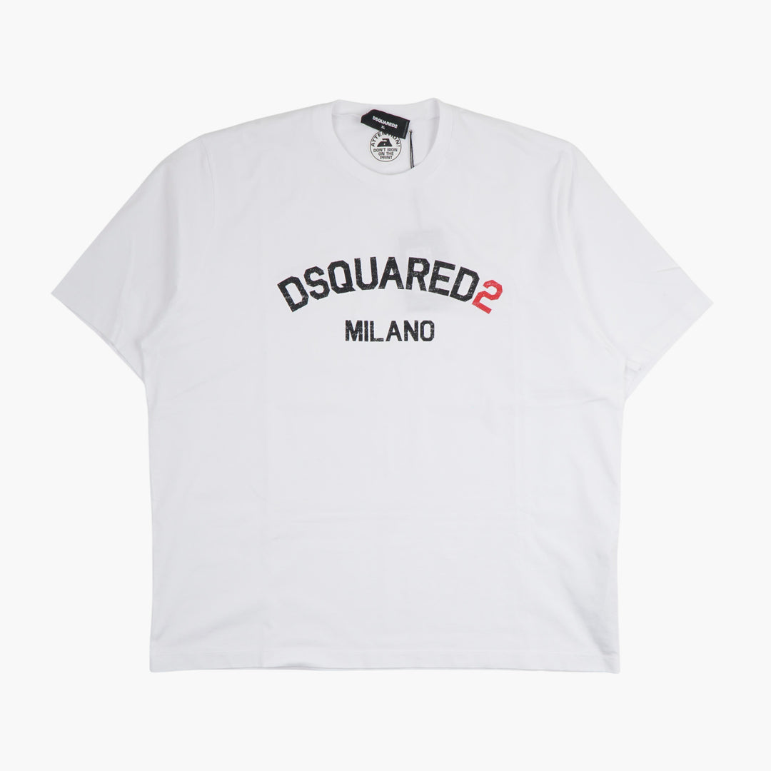 T-shirt DSQUARED2 bianca con logo multiplo