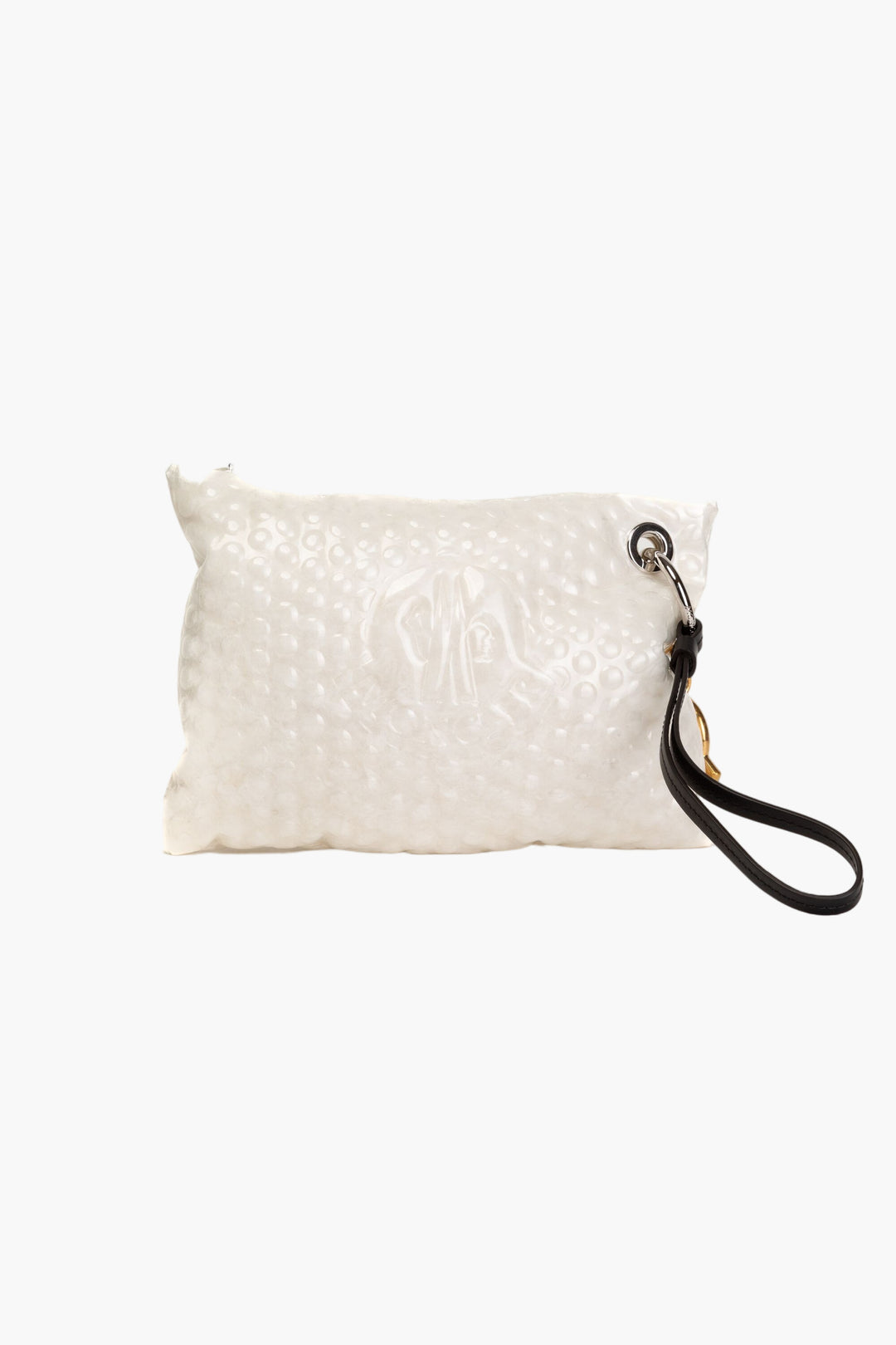 Moncler White Bubble-Texture Bag with Wrist Strap - Luxury and Versatile Design