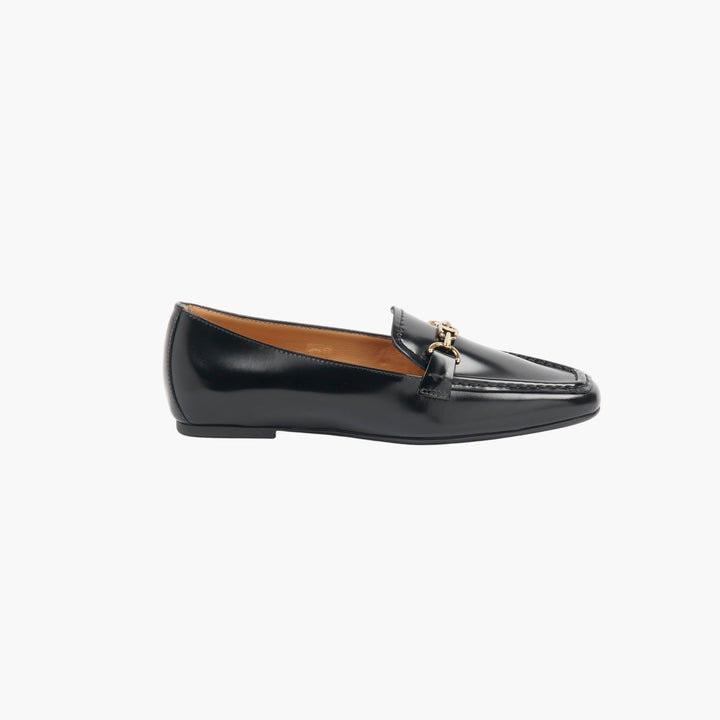 TOD'S Black-Gold Leather Loafers