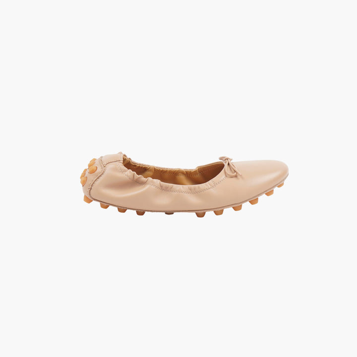 TOD'S Beige Leather Ballet Flats