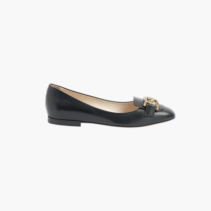 TOD'S Black-Gold Leather Loafers