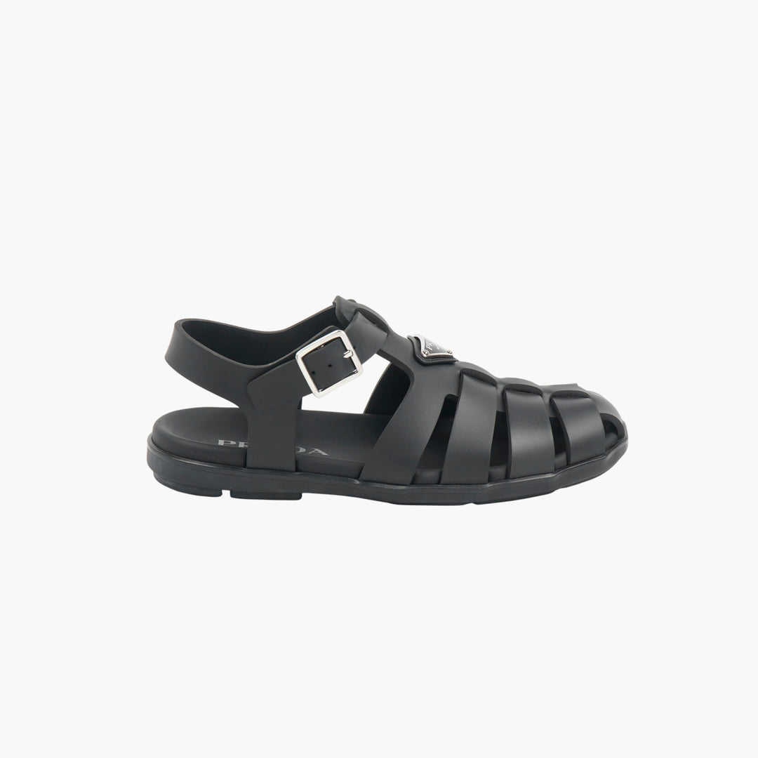 Prada Black Rubber Sole Sandals