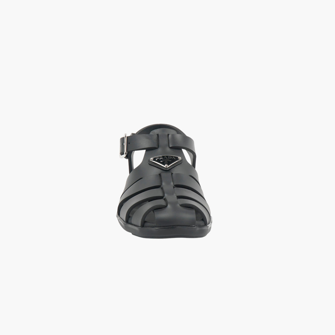 Prada Black Rubber Sole Sandals