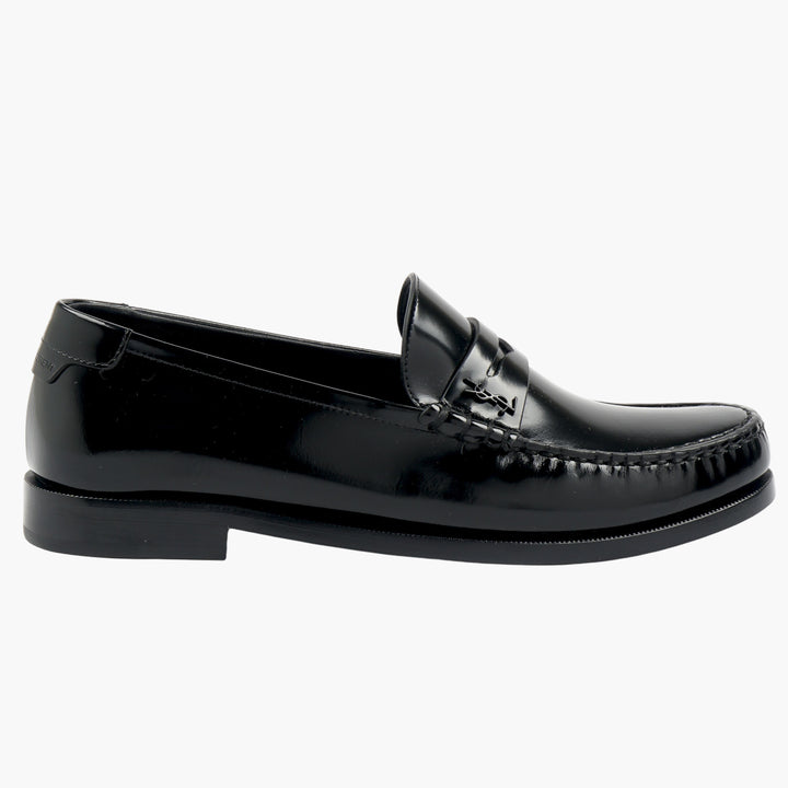 SAINT LAURENT Black Leather Loafers