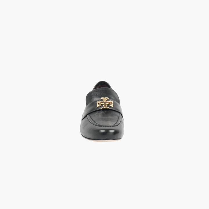 Tory Burch Black-Gold Leather Loafers