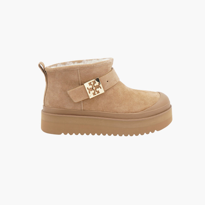 Stivali in pelle scamosciata Tory Burch Beige-Oro