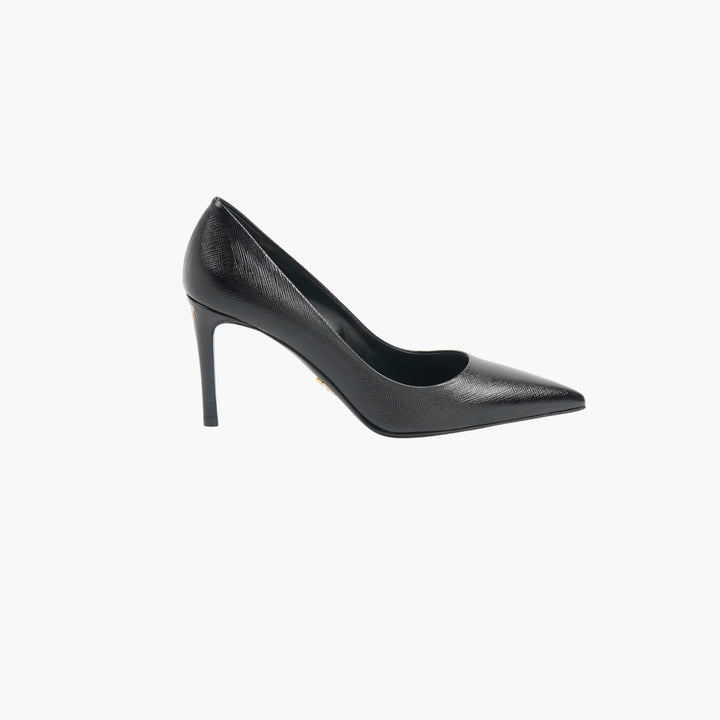 PRADA Black Leather High Heel Shoes