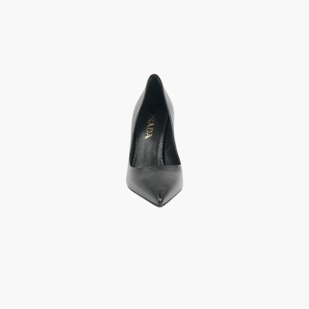 PRADA Black Leather High Heel Shoes