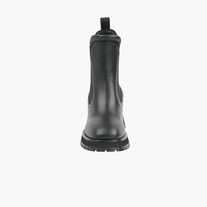 MONCLER Black-Gold Leather Ankle Boots