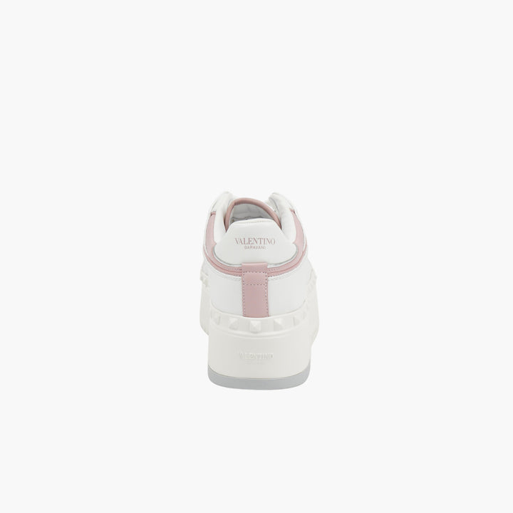 Valentino White-Pink Leather Sneakers