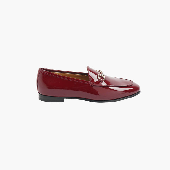 GUCCI Red Patent Leather Horsebit Loafers