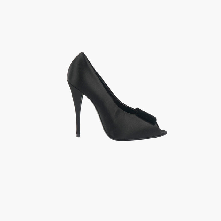 Saint Laurent Black Peep-Toe Stiletto Pumps