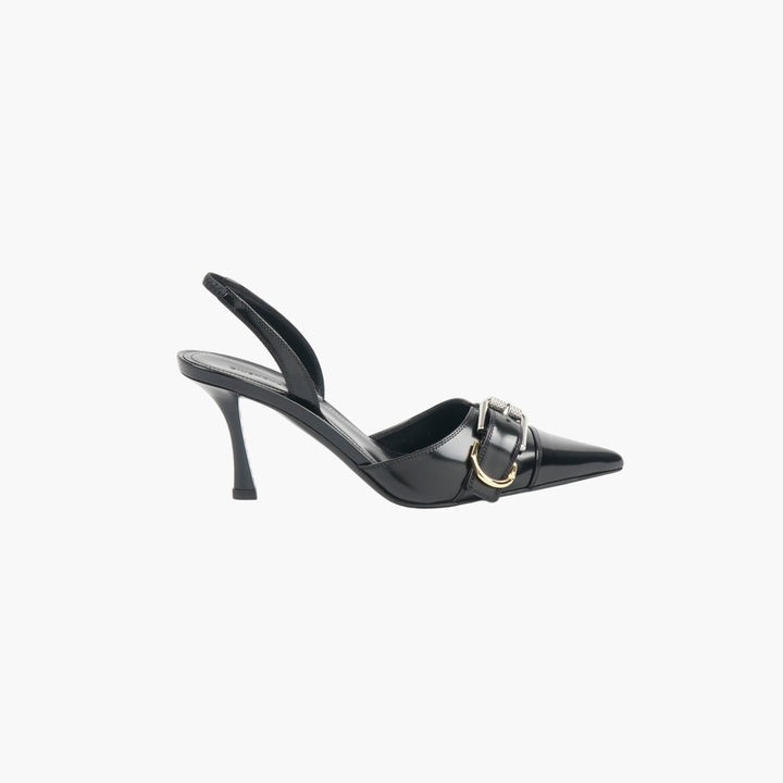 Givenchy Black Gold Silver Slingback Heels