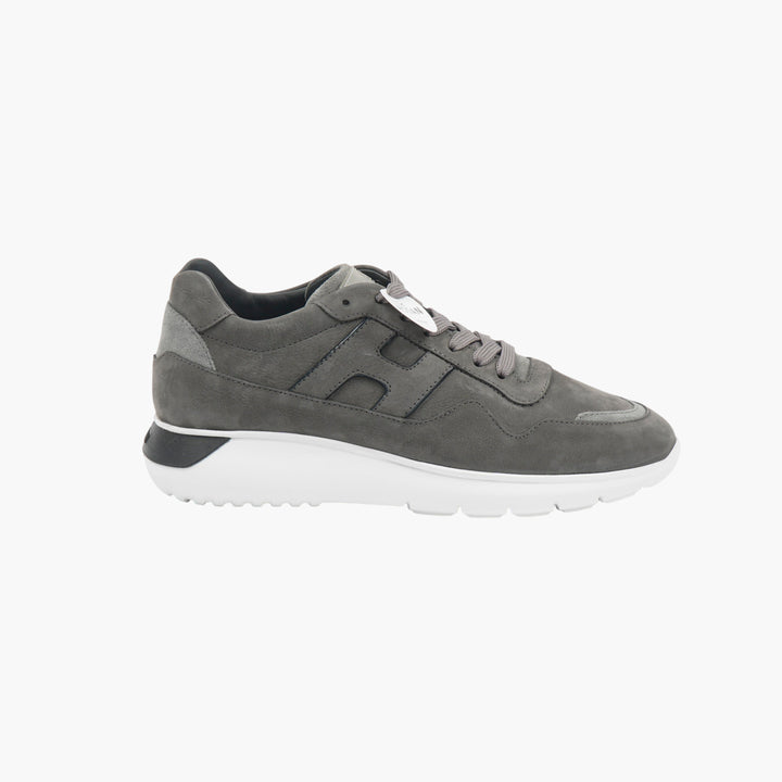 Hogan Dark Grey-White Suede Sneakers