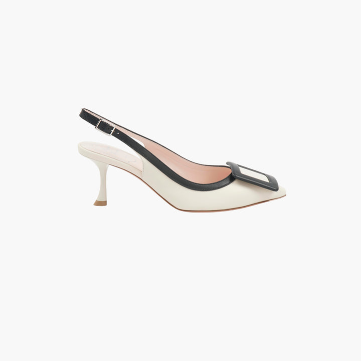 ROGER VIVIER Bianco Leather Slingback Heels