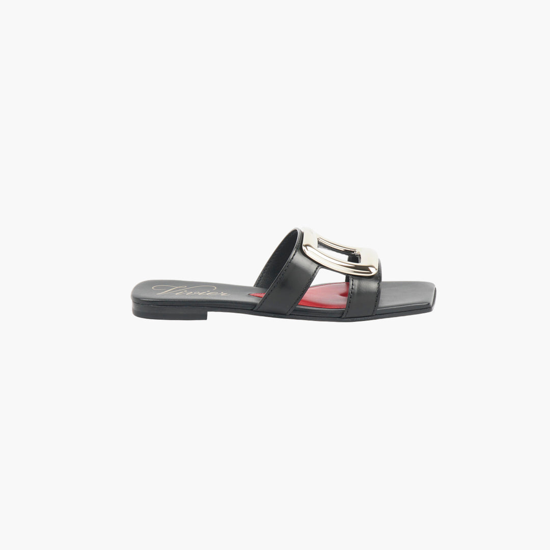 ROGER VIVIER Black Leather Sandals