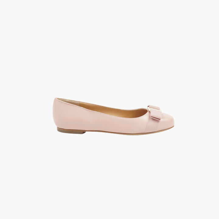 Salvatore Ferragamo Pink-Gold Varina Ballet Flats