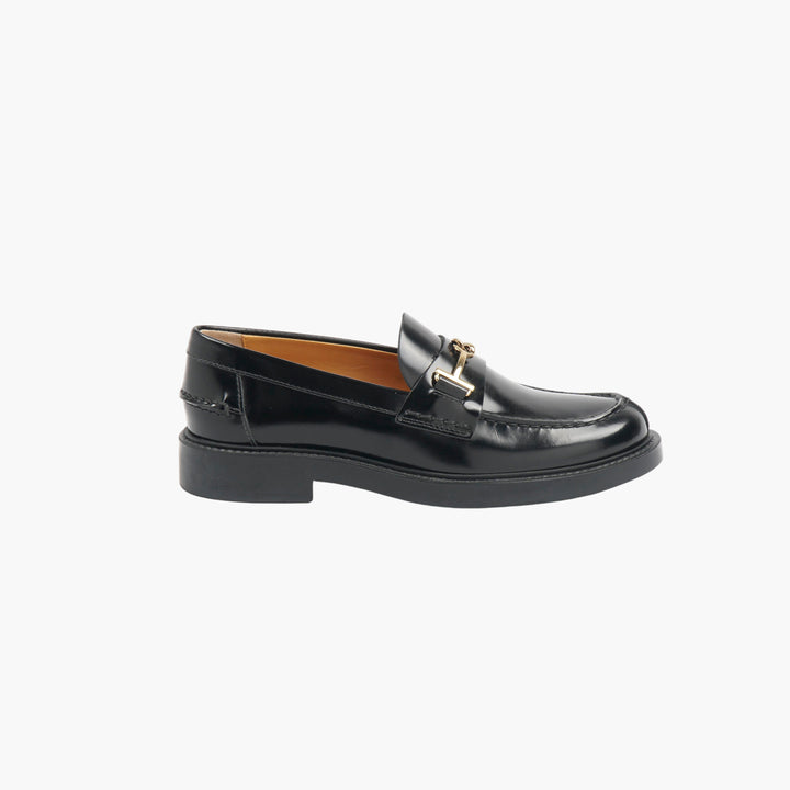 Mocassini in pelle nera-oro TOD'S