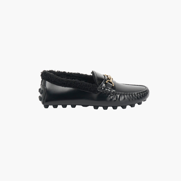 TOD'S Black Gold Leather Loafer