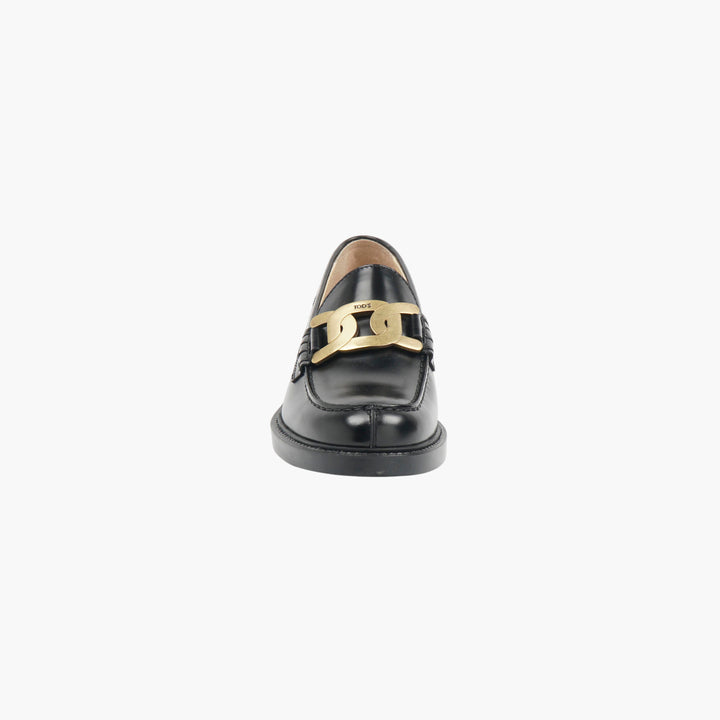 TOD'S Black-Gold Leather Loafers