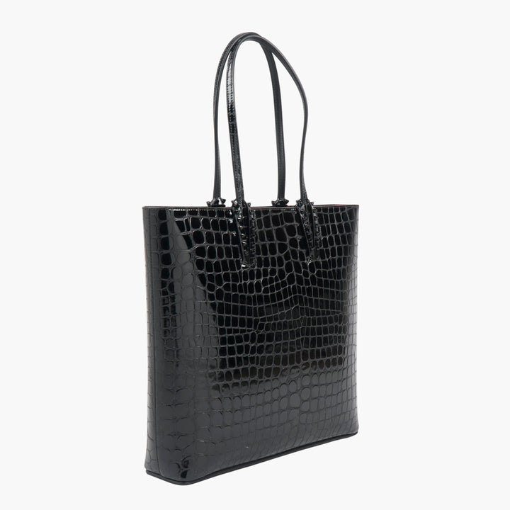 Christian Louboutin Black Crocodile Print Leather Tote