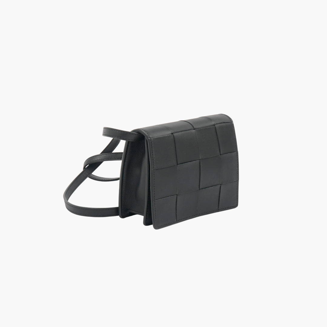 Bottega Veneta Black Leather Intrecciato Bag