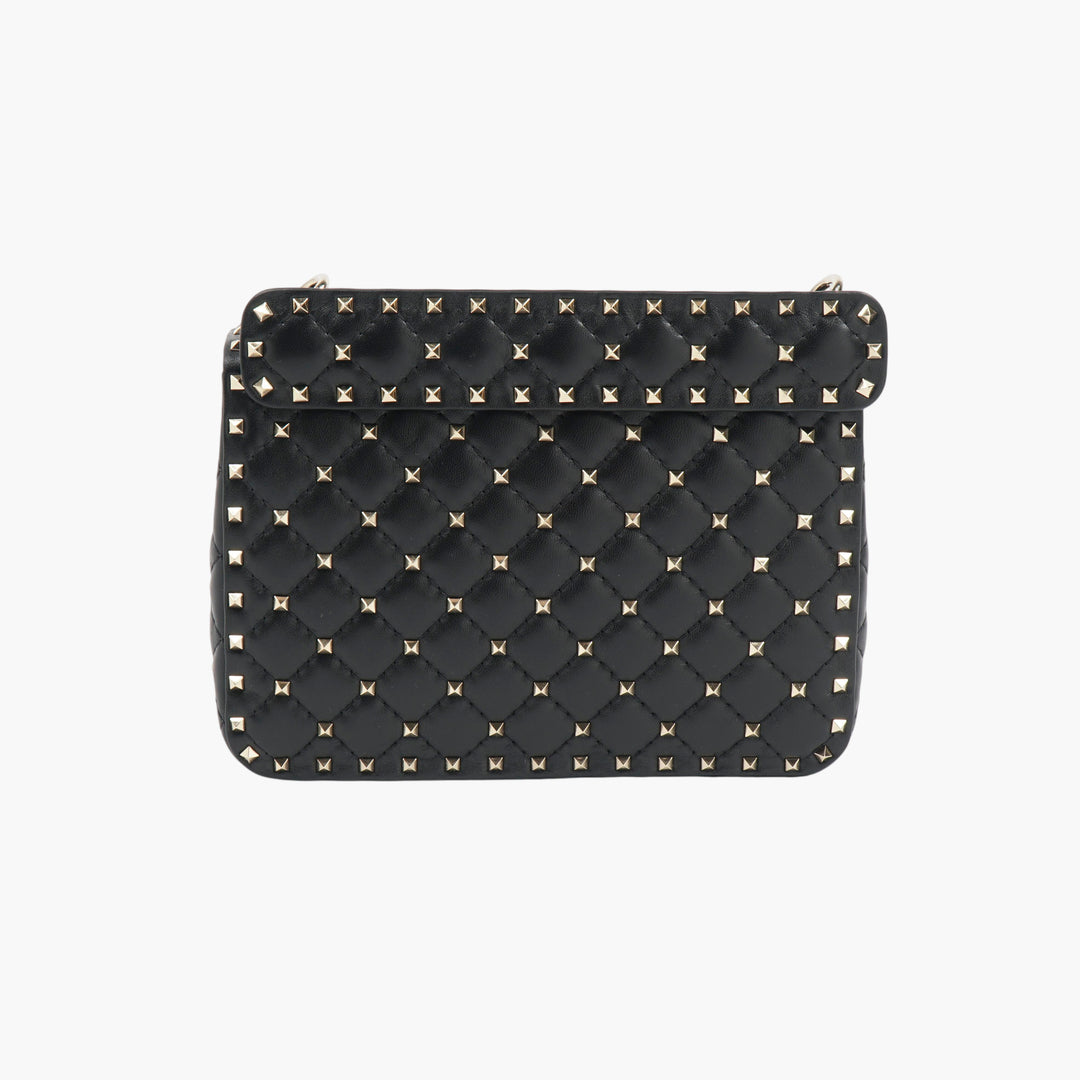 Valentino Quilted Leather Rockstud Bag Black-Gold