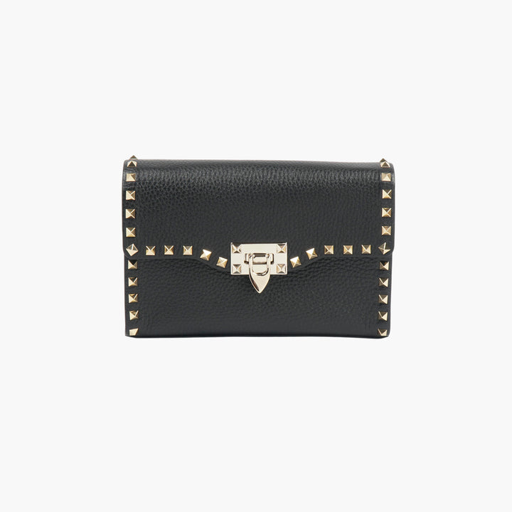 Valentino Black-Gold Leather Stud Bag